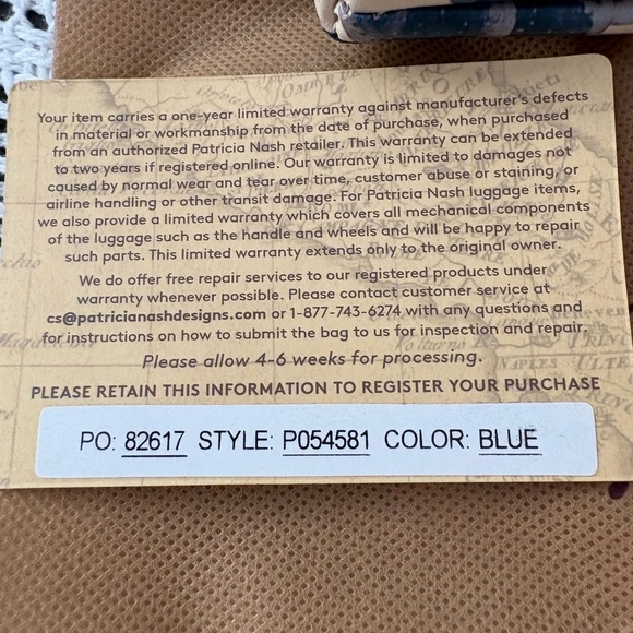 Patricia Nash Cream and Blue Convertible Crossbody Bag - NWT - Picture 10 of 16